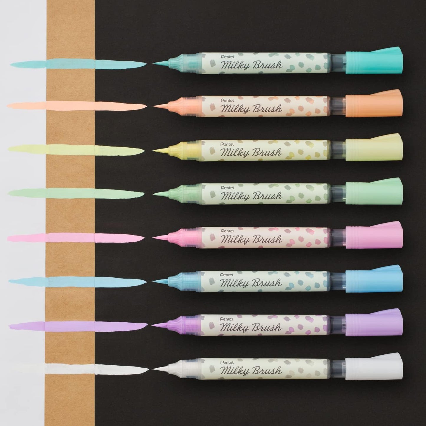 Pentel Milky Brush Pens - set of 8 colours