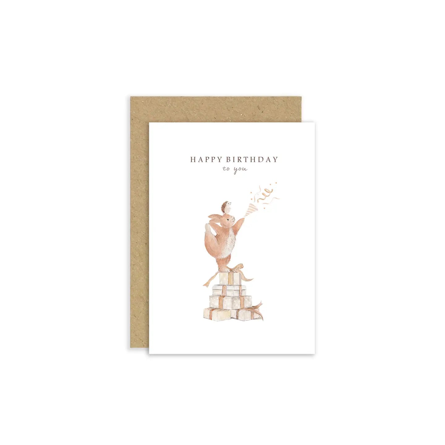 Rabbit and Hedgehog Birthday Card