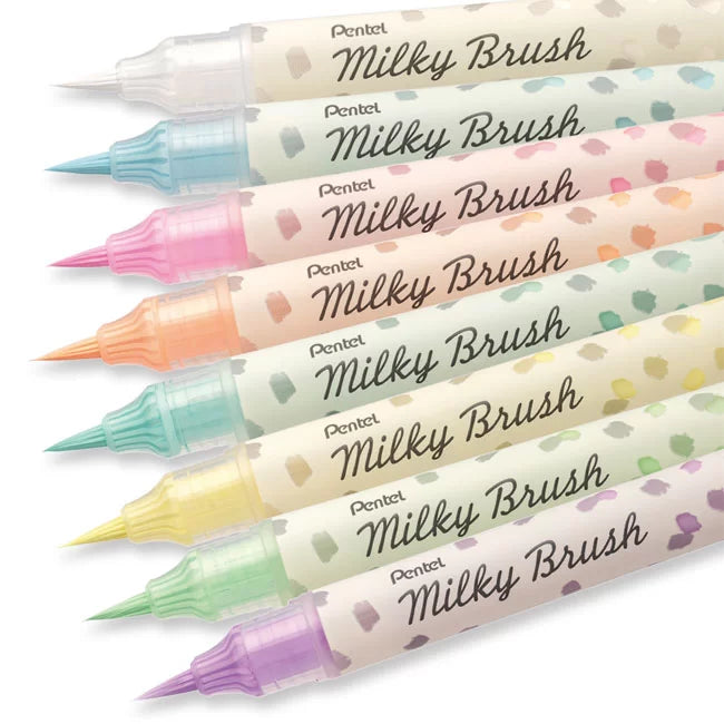 Pentel Milky Brush Pens - set of 8 colours