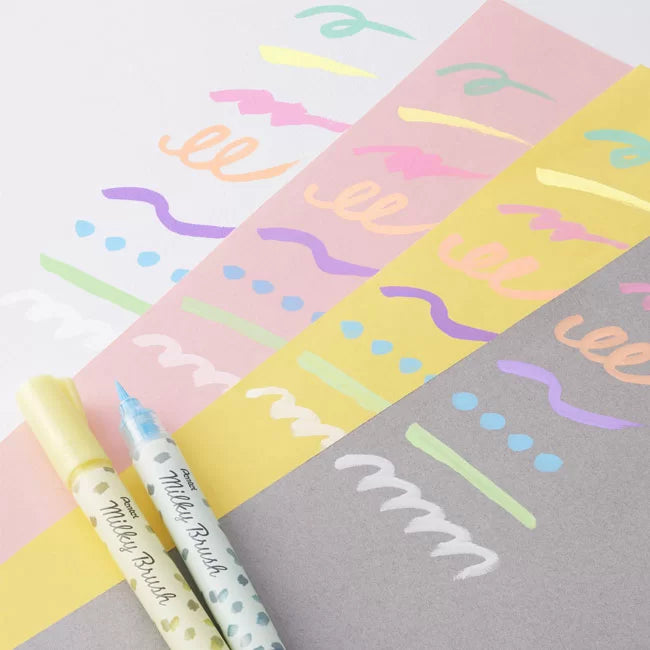 Pentel Milky Brush Pens - set of 8 colours